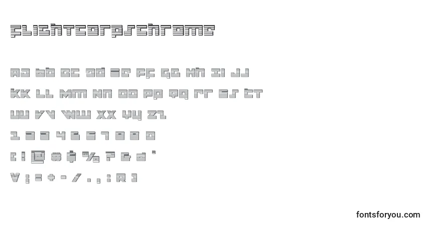 Czcionka Flightcorpschrome – alfabet, cyfry, specjalne znaki