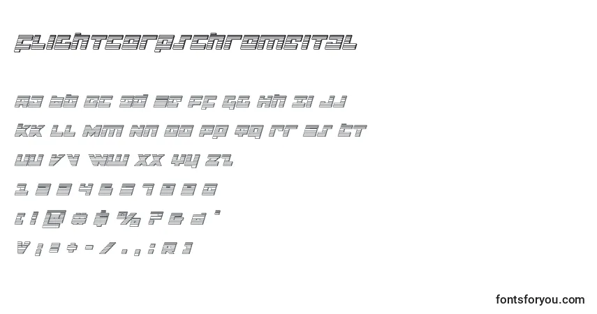 A fonte Flightcorpschromeital – alfabeto, números, caracteres especiais