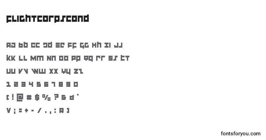 A fonte Flightcorpscond – alfabeto, números, caracteres especiais