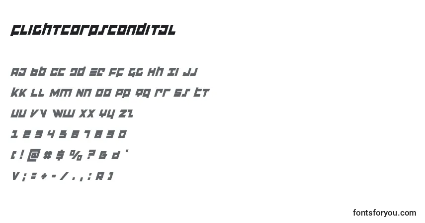 Fuente Flightcorpscondital - alfabeto, números, caracteres especiales