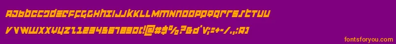 flightcorpscondital-Schriftart – Orangefarbene Schriften auf violettem Hintergrund