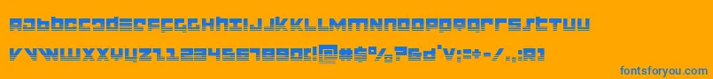 flightcorpshalf-Schriftart – Blaue Schriften auf orangefarbenem Hintergrund