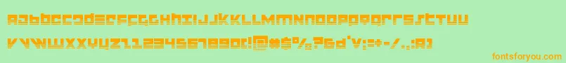 flightcorpshalf-Schriftart – Orangefarbene Schriften auf grünem Hintergrund