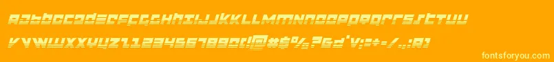 flightcorpshalfital-Schriftart – Gelbe Schriften auf orangefarbenem Hintergrund