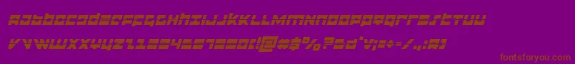 flightcorpslaserital-Schriftart – Braune Schriften auf violettem Hintergrund