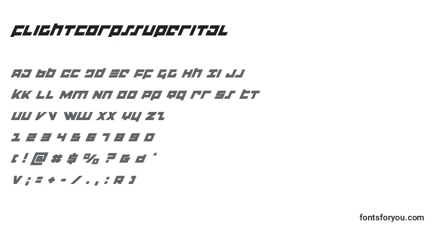 Schriftart Flightcorpssuperital – Alphabet, Zahlen, spezielle Symbole
