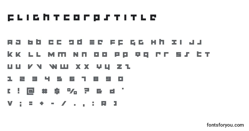 Czcionka Flightcorpstitle – alfabet, cyfry, specjalne znaki