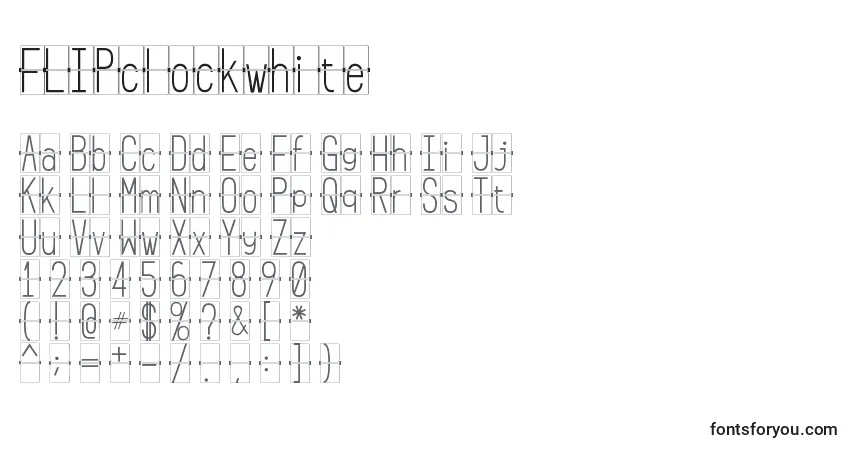 Schriftart FLIPclockwhite – Alphabet, Zahlen, spezielle Symbole