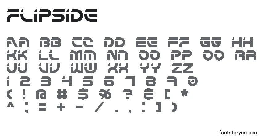 Schriftart Flipside (126852) – Alphabet, Zahlen, spezielle Symbole