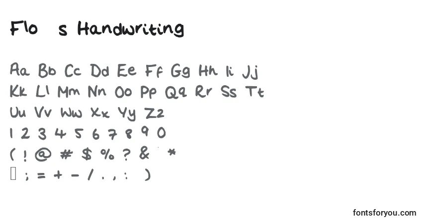 A fonte Flo  s Handwriting – alfabeto, números, caracteres especiais