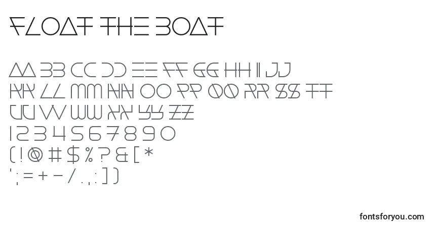 Czcionka Float The Boat – alfabet, cyfry, specjalne znaki