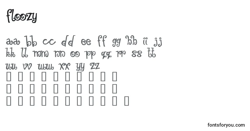 Czcionka Floozy   (126855) – alfabet, cyfry, specjalne znaki