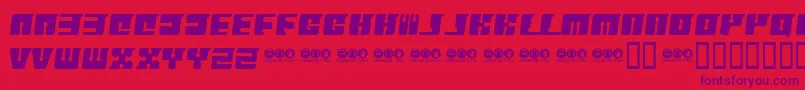 FLOPP   -Schriftart – Violette Schriften auf rotem Hintergrund