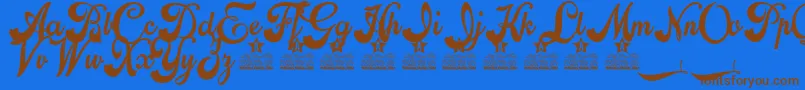 Flora Personal Use Font – Brown Fonts on Blue Background