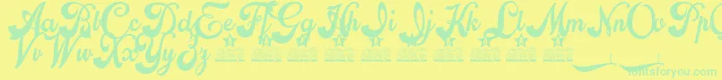 Flora Personal Use Font – Green Fonts on Yellow Background
