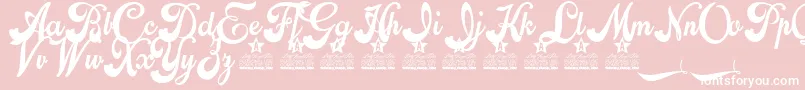 Flora Personal Use-Schriftart – Weiße Schriften auf rosa Hintergrund