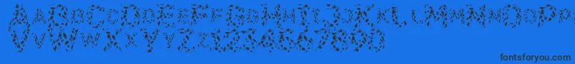 Flora SVG-Schriftart – Schwarze Schriften auf blauem Hintergrund