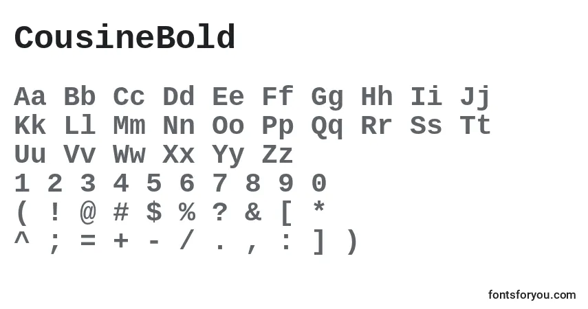 Czcionka CousineBold – alfabet, cyfry, specjalne znaki