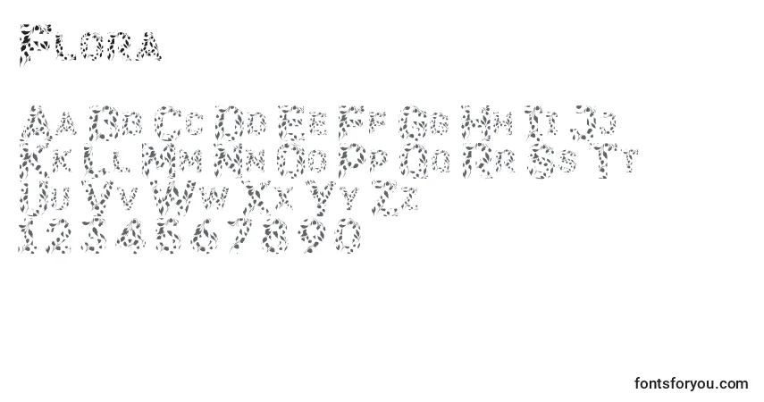 Шрифт Flora (126860) – алфавит, цифры, специальные символы