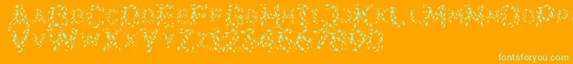 Flora-Schriftart – Grüne Schriften auf orangefarbenem Hintergrund