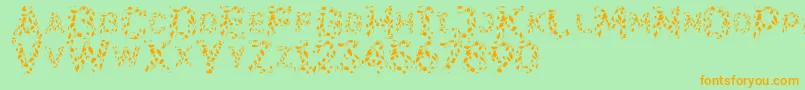 Flora-Schriftart – Orangefarbene Schriften auf grünem Hintergrund