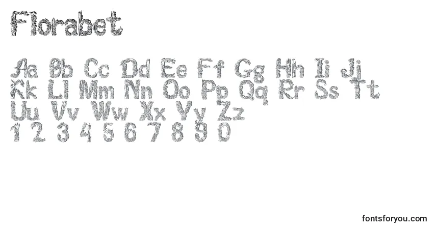 Schriftart Florabet (126862) – Alphabet, Zahlen, spezielle Symbole