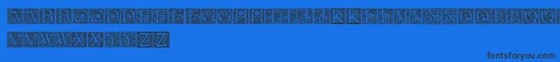 FloralCapitals Font – Black Fonts on Blue Background