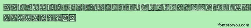 FloralCapitals Font – Black Fonts on Green Background