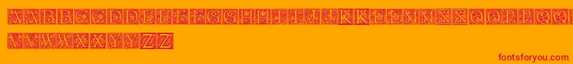 FloralCapitals Font – Red Fonts on Orange Background