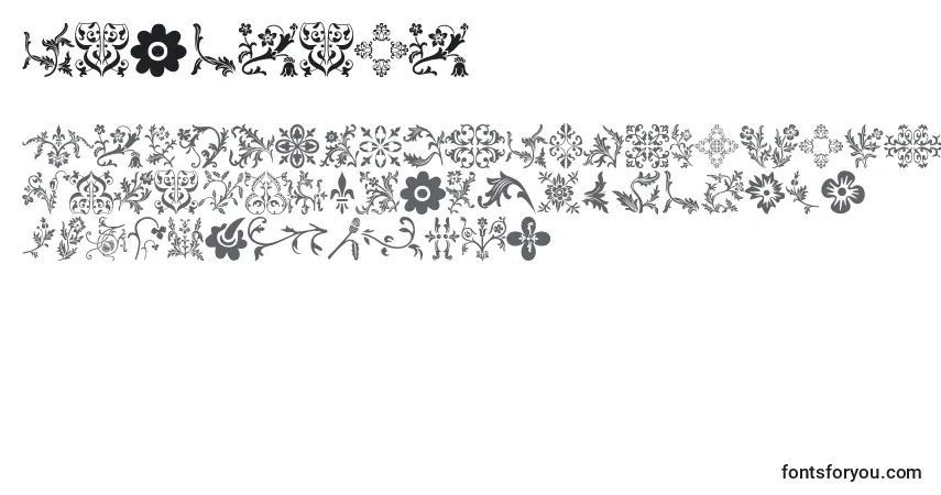 A fonte Floralia (126866) – alfabeto, números, caracteres especiais