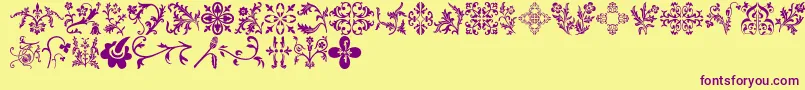 Floralia Font – Purple Fonts on Yellow Background