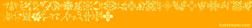 Floralia-Schriftart – Gelbe Schriften auf orangefarbenem Hintergrund