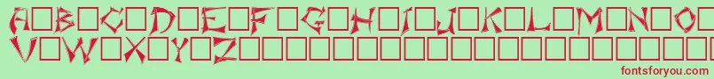 フォントFloralis – 赤い文字の緑の背景