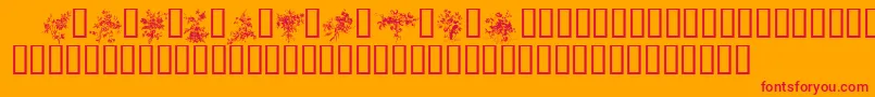 FLORALS1-Schriftart – Rote Schriften auf orangefarbenem Hintergrund