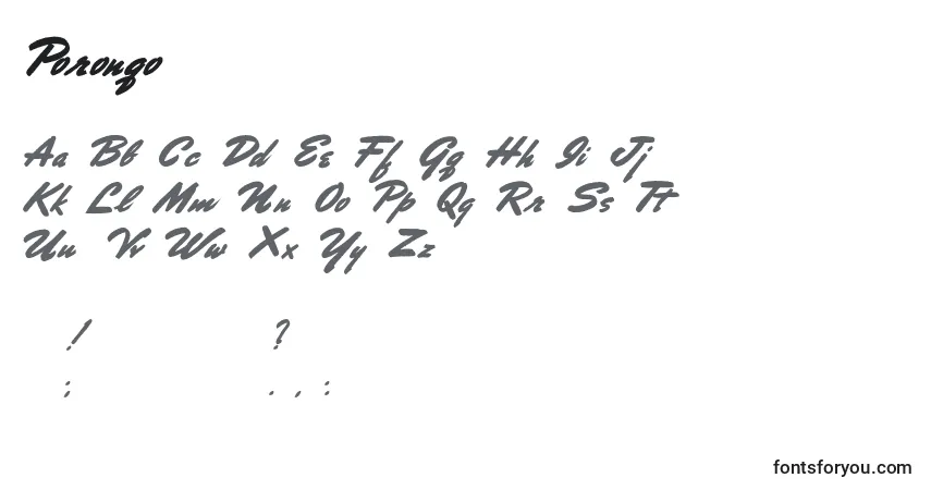 Schriftart Porongo (12687) – Alphabet, Zahlen, spezielle Symbole