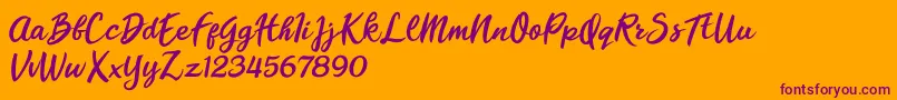 Florencia Blonde-Schriftart – Violette Schriften auf orangefarbenem Hintergrund