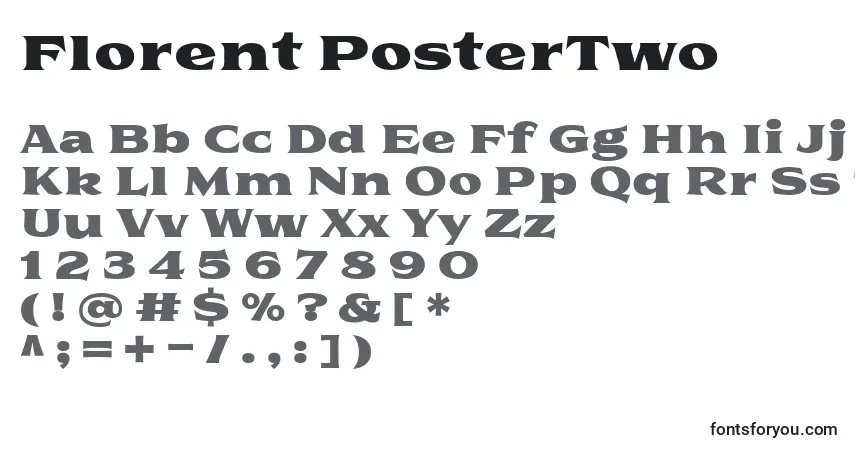 A fonte Florent PosterTwo – alfabeto, números, caracteres especiais