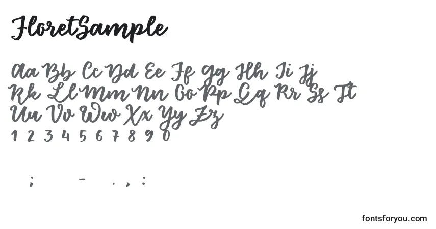 Czcionka FloretSample – alfabet, cyfry, specjalne znaki