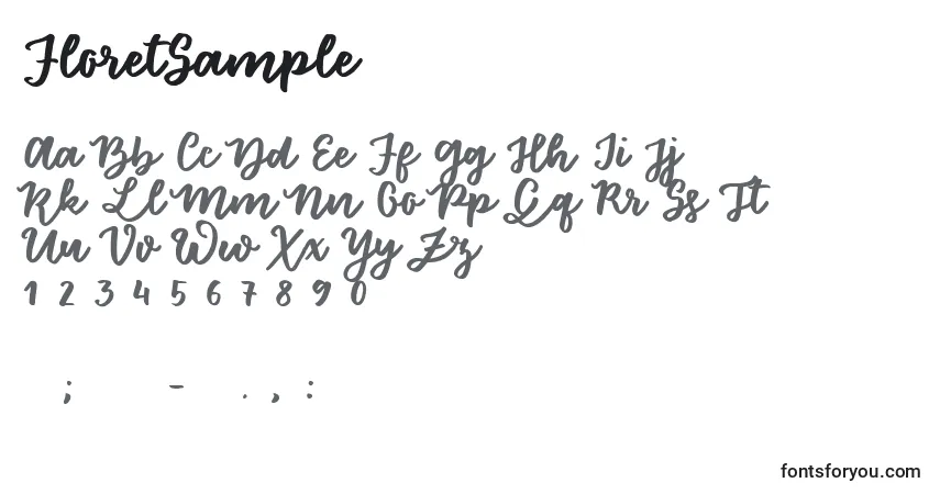 A fonte FloretSample (126878) – alfabeto, números, caracteres especiais