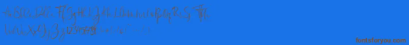 Flowatt-Schriftart – Braune Schriften auf blauem Hintergrund