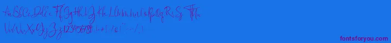 Flowatt-Schriftart – Violette Schriften auf blauem Hintergrund