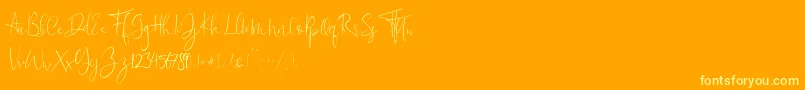 Flowatt-Schriftart – Gelbe Schriften auf orangefarbenem Hintergrund