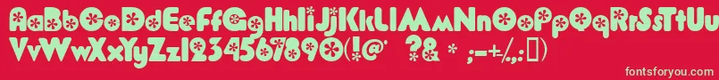 Flower Bold Font – Green Fonts on Red Background