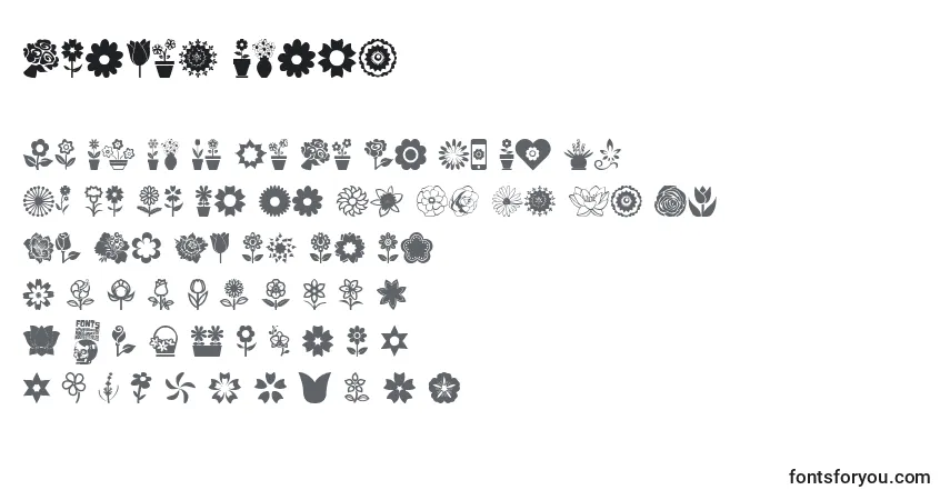 Czcionka Flower Icons – alfabet, cyfry, specjalne znaki