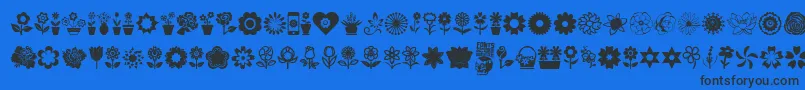 Flower Icons-fontti – mustat fontit sinisellä taustalla