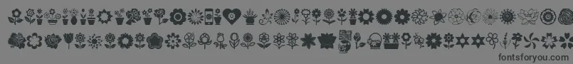 Flower Icons Font – Black Fonts on Gray Background