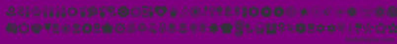 Flower Icons-Schriftart – Schwarze Schriften auf violettem Hintergrund