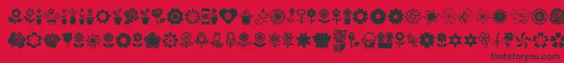 Police Flower Icons – polices noires sur fond rouge