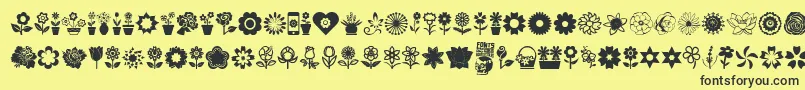 Czcionka Flower Icons – czarne czcionki na żółtym tle