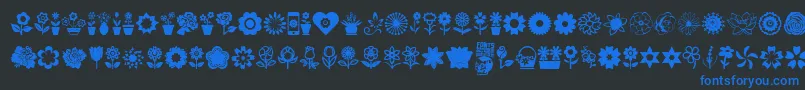 fuente Flower Icons – Fuentes Azules Sobre Fondo Negro